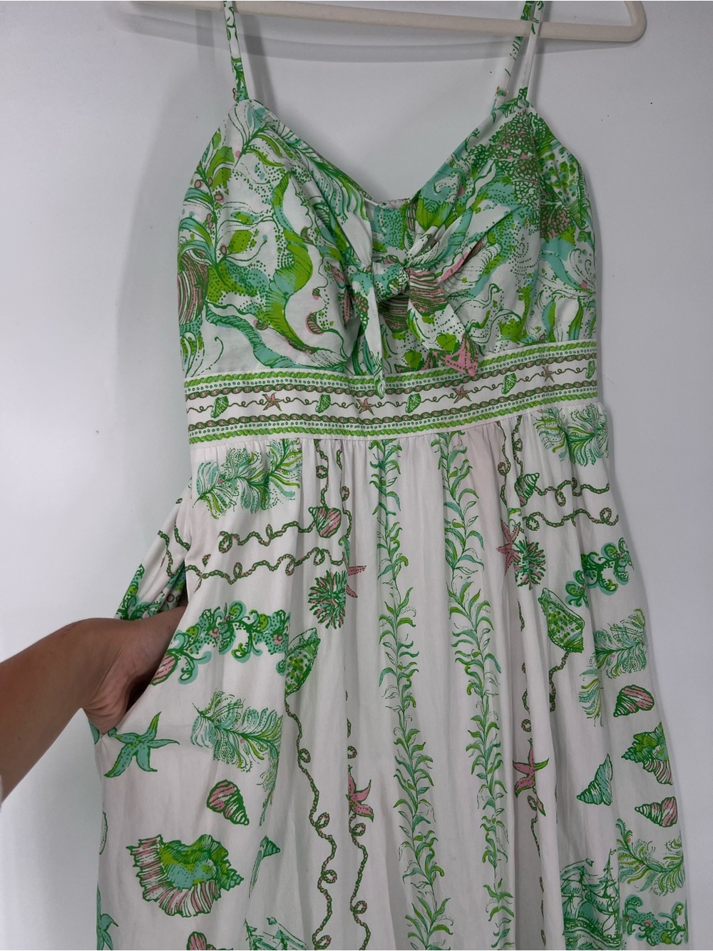 Lilly Pulitzer White Green Floral Nautical Preppy Botanical Bow Front Maxi Dress - Picture 4 of 12